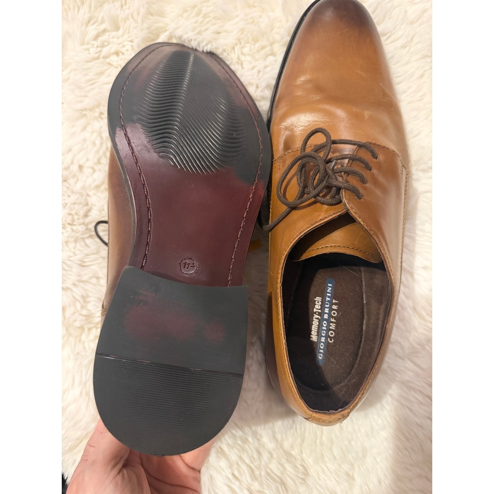 Giorgio Brutini Mens Tan Leather Derby Dress Shoes Memory Tech Comfort 11.5M - Picture 7 of 9